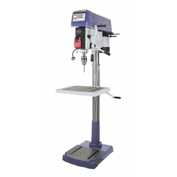 Floor Drill Press, Belt Drive, 1 1/2 hp, 115/230V AC V, 20 in Swing, 16 Speed