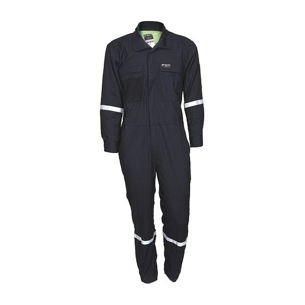 Coverall, 8.9 cal/sq cm ATPV, 2XL, 30 in Inseam, FR Inherent Blend, Zipper