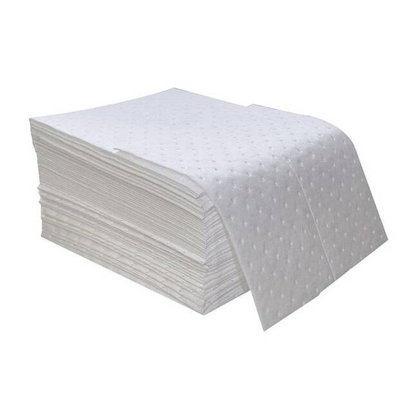 Spilfyter Sorbent Pad, 16 gal, 16 in x 18 in, Oil, White, Polypropylene OS-100