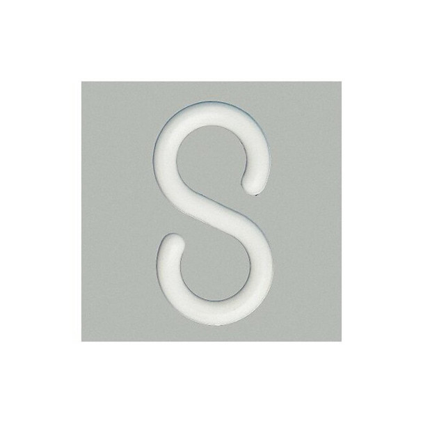 S-Hook for Plastic Chain Barrier, White, 2 93/100 in Length, Gloss