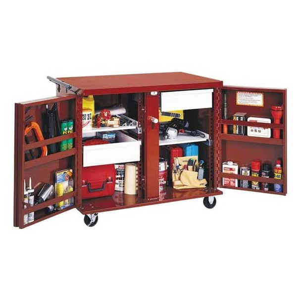 Jobsite Cabinet, Brown, 49 in W x 26-7/8 in D x 40-5/8 in H
