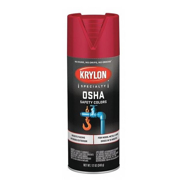 Krylon Spray Paint, Safety Red, Gloss, Solvent, 12 oz K02116777