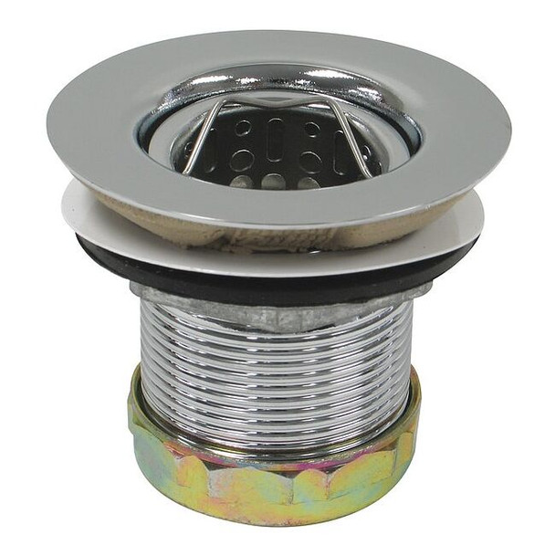 Perfect Putty Sink Strainer, Chrome, 3-1/2"L, Zinc/Rubber 59-3060
