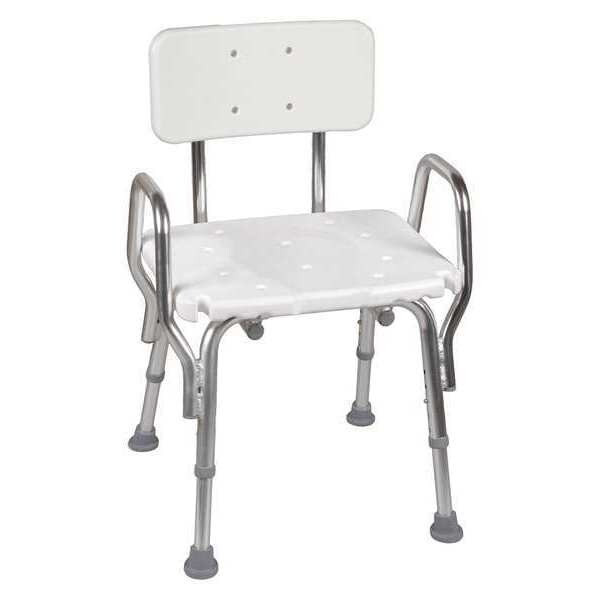 Backrest Tub and Shower Seat, 19" L, Aluminum, Plastic, Textured