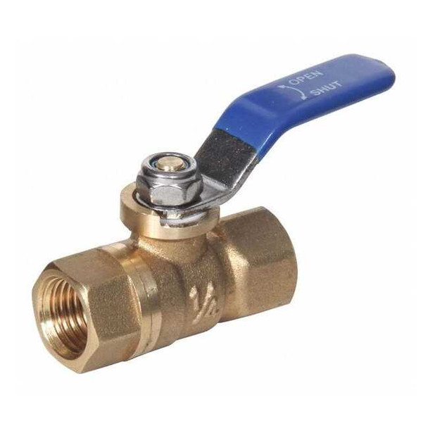 Mini Brass Ball Valve, 1/4 in FPT, 600 PSI, Vinyl Grip Lever Handle