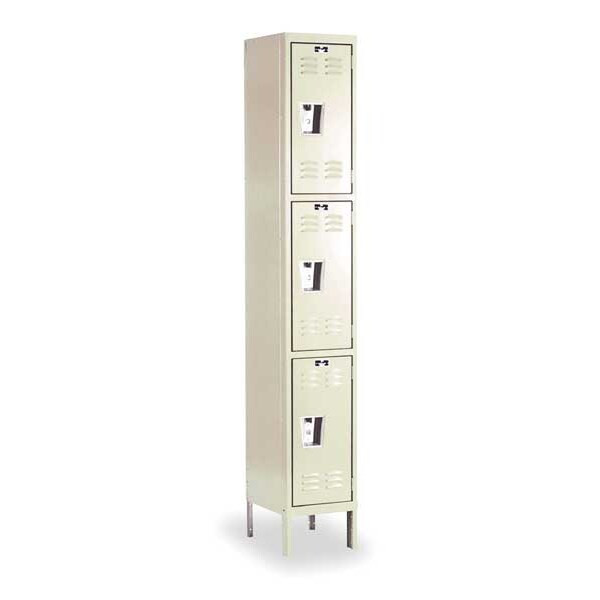 Wardrobe Locker, 12 in W, 12 in D, 78 in H, (1) Wide, (3) Tier, Tan
