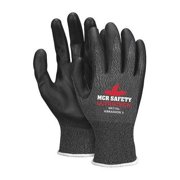 Knit Gloves, Nylon, Sandy Palm, Knit, Black/Gray/White, L, 12 PK