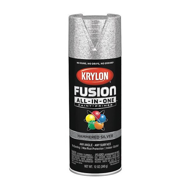 Krylon Hammered Spray Paint, Silver, Gloss, Solvent, 12 oz K02788007