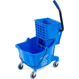 Carlisle Commercial Mop Bucket with Side-Press Wringer 26 Quart Blue - 3690814
