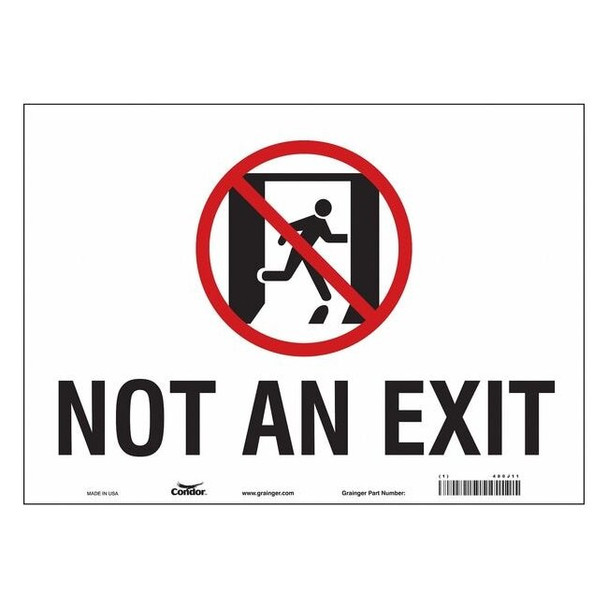 Condor Exit Sign, Vinyl, 14" W, 10" H, Not An Exit, White 480J11