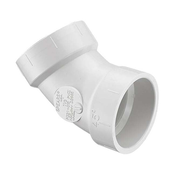Manufacturer Varies PVC Elbow, 45 Degrees, Socket, 4 in Pipe Size P321-040