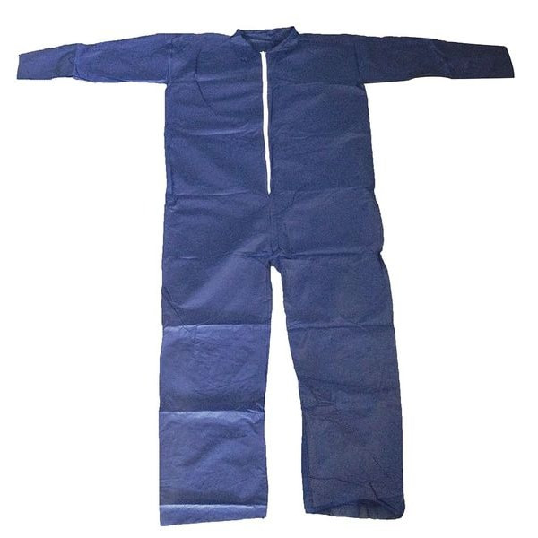 Condor Collared Disposable Coveralls, 2XL, Blue, polypropylene, zipper 26W810