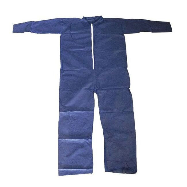 Condor Collared Disposable Coveralls, 2XL, Blue, polypropylene, zipper 26W810