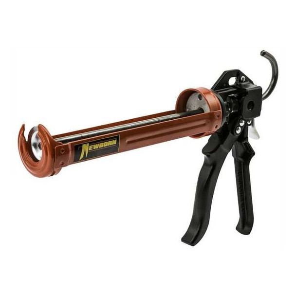 Caulk Gun, 10 oz Container Size, Steel, 18:01, Revolving Half Barrel Frame, Blue