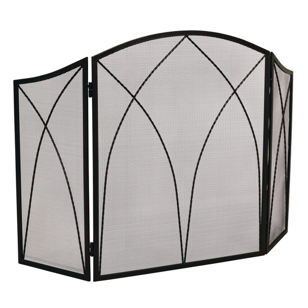 Home Impressions 3-Panel Black Mesh Decorative Fireplace Screen FS2122
