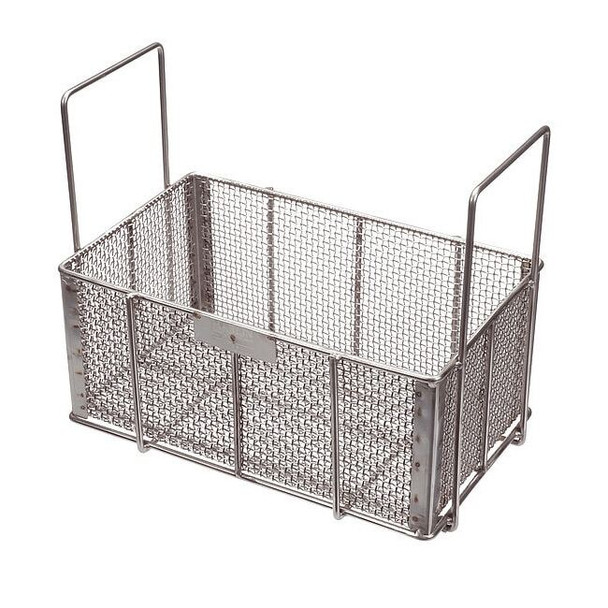 Rectangular Parts Washing Basket, #4 Mesh Size, Stainless Steel, Silver
