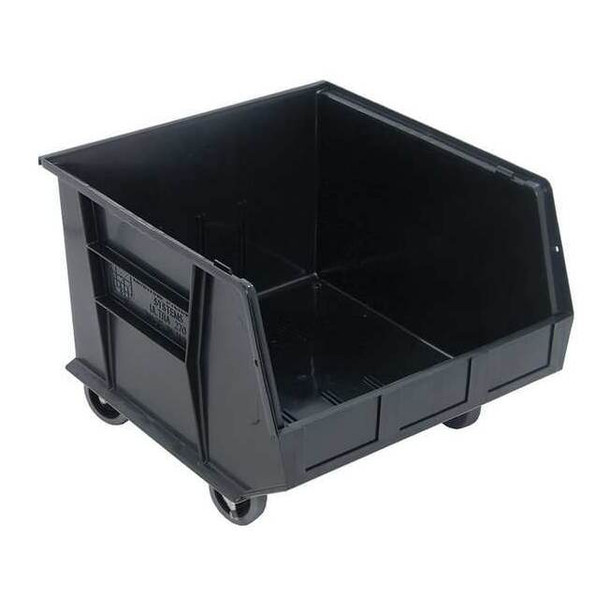 Mobile Storage Bin, Polypropylene, Black, 11 in H, 16 1/2 in W, 18 in L