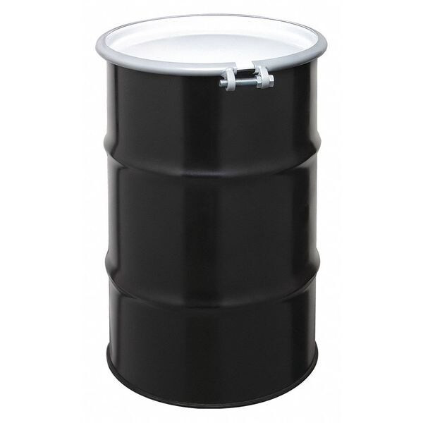Open Head Transport Drum, Steel, 30 gal, Unlined, Black