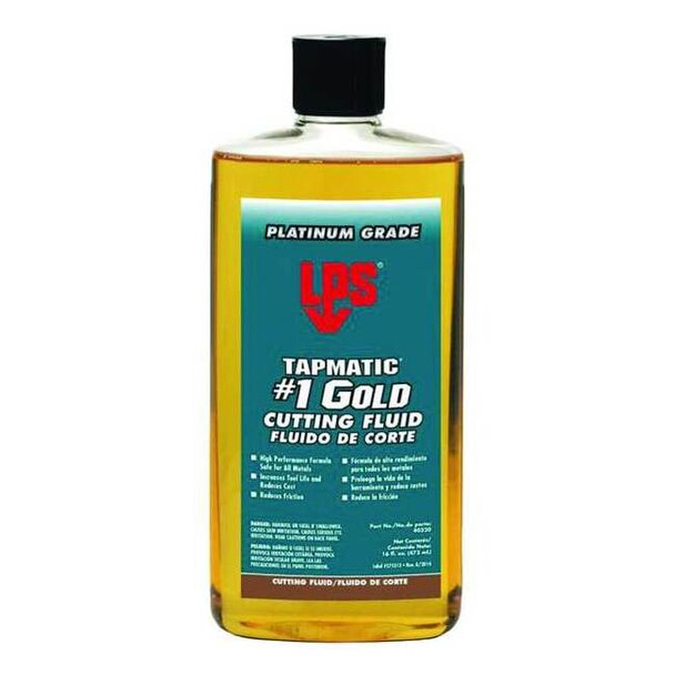 Cutting Fluid, Tapmatic #1 Gold, Straight Oil, 16 fl oz, Squeeze Bottle, Gold