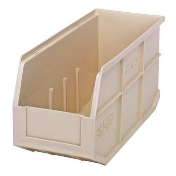 Shelf Storage Bin, Polypropylene, Ivory, 7 in H, 6 in W, 14 in L