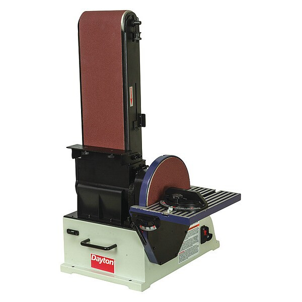 Belt and Disc Sander, 1 hp, 9 in Disc Dia, 2510 RPM Disc Speed, Corded, 115 V V