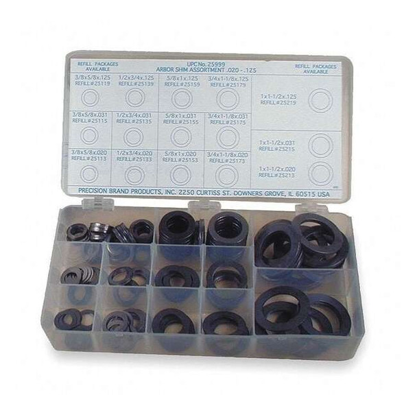 Precision Brand Arbor Shim Assortment,150 pcs,Steel 25998