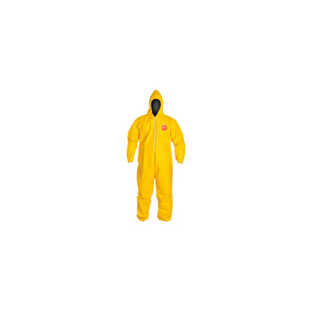 DuPont Tychem 2000 CoverallHoodElastic Wrist/AnkleStormflapSerged SeamYellow3X 1