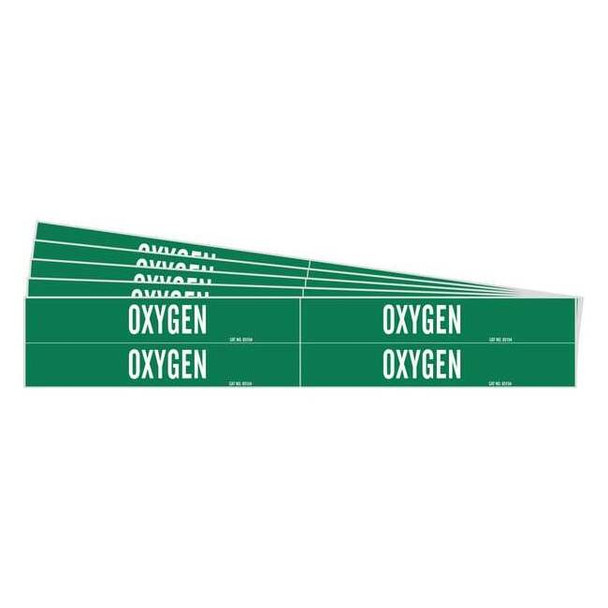 Brady Pipe Marker, Adhesive, White, Oxygen, PK5, 7210-4-PK 7210-4-PK