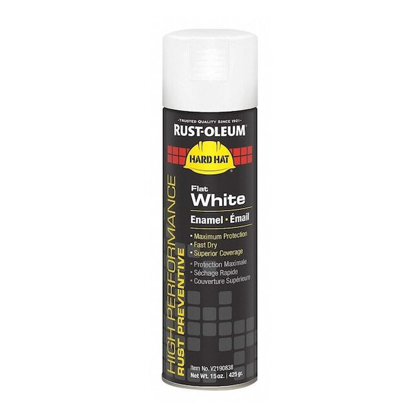 Rust-Oleum Rust Preventative Spray Paint, White, Flat, Solvent, 15 oz V2190838