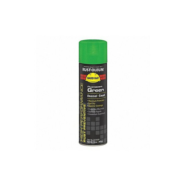 Rust Preventative Spray Paint, Fluorescent Green, Fluorescent, Solvent, 14 oz
