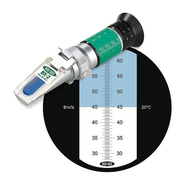 Vee Gee Refractometer,Brix,28 to 62 Perc BX-20