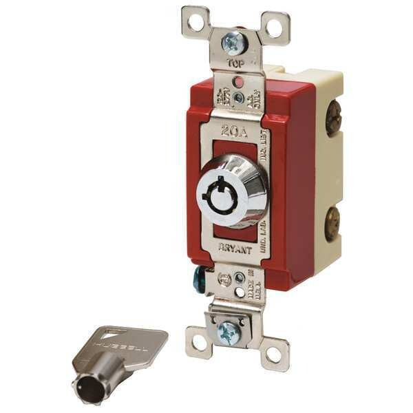 Bryant Wall Switch,20A,Stainless Steel,Locking 4902RKL