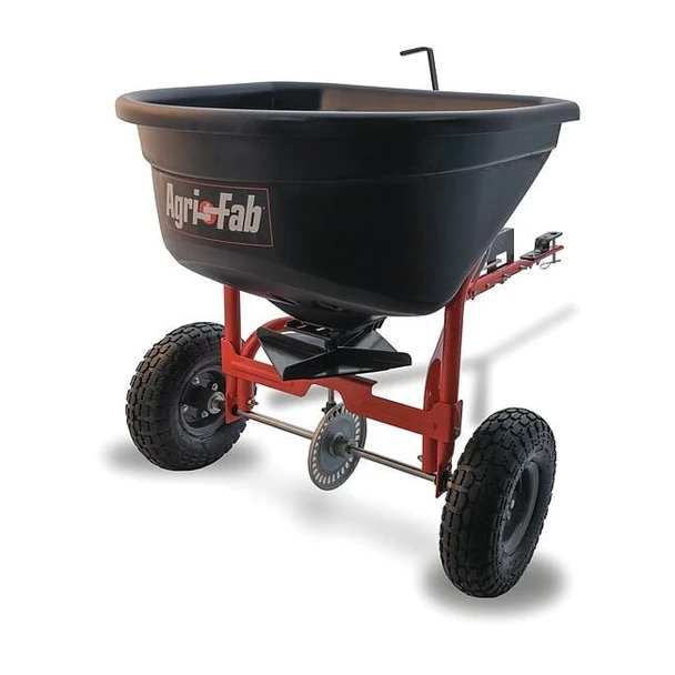 110 lbs Cap Broadcast Tow Behind Spreader For Fertilizer, 10 ft Spread