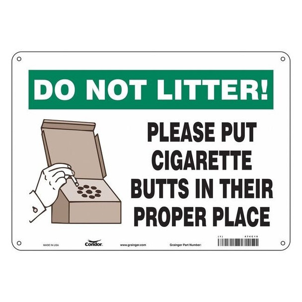 Safety Sign, 10" H, 14 in W, Polyethylene, Horizontal Rectangle, English, 474C19