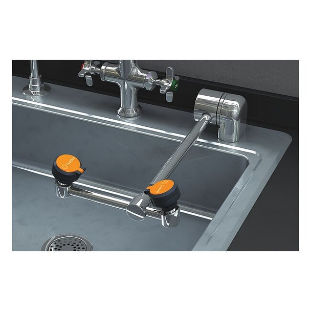 Plumbed Eyewash, Counter Mount, Plumbed, 4 5/12 in H., 13 in W