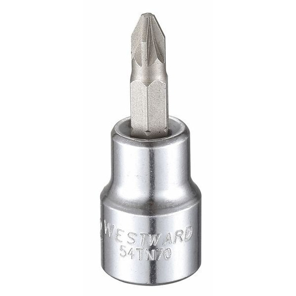 Westward Socket Bit, Steel, 3/8 in, TpSz #2 54TN70 Westward Socket Bit, Steel, 3/8 in, TpSz #2 54TN70