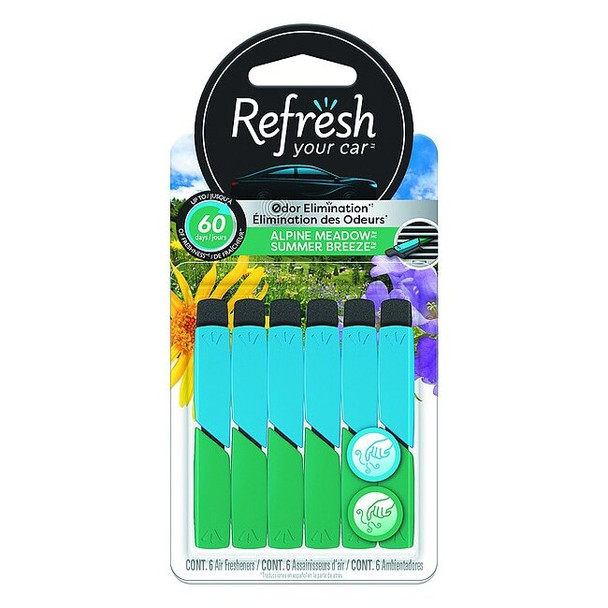 Refresh Air Freshener, Stick, Blue/Green, PK6 RVS301-6AME