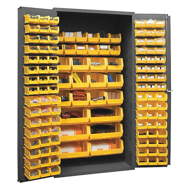 Heavy Duty Bin Cabinet, 36 in W, 72 in H, 24" D, 126 Bins