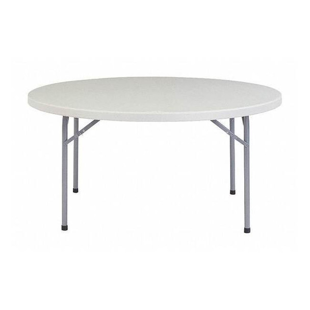 Round Folding Table, 60" W, 29-1/2" H, Blow-molded plastic Top, Speckled Gray