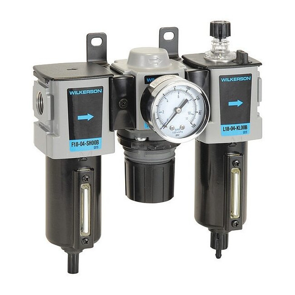 Wilkerson Filter/Regulator/Lubricator,3 pcs. C18-02-FLG0B