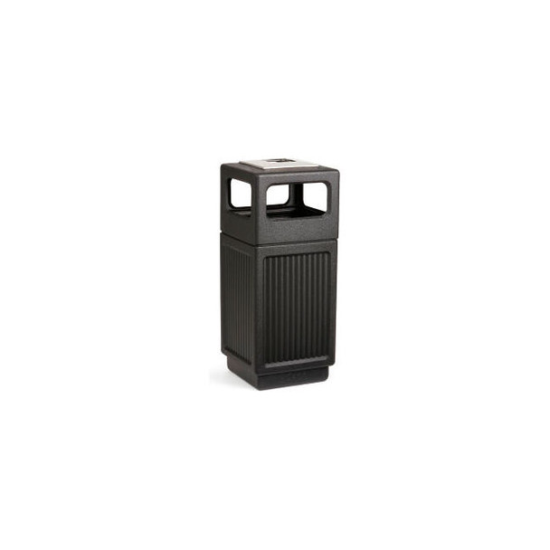 Safco Canmeleon Trash Can & Ash Urn Recessed Panels 15 Gallon Black