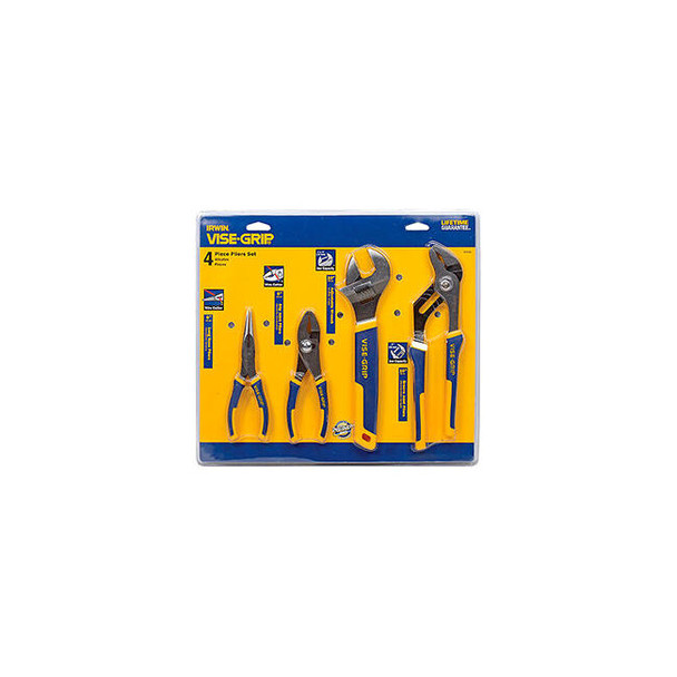 IRWIN VISE-GRIP 2078705 4 PC Plier Set (Long Nose Slip Joint Tongue & Groove Adj