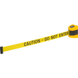 Global Industrial Wall Mount Retractable Belt Barrier Yellow Case W/15' Yellow "