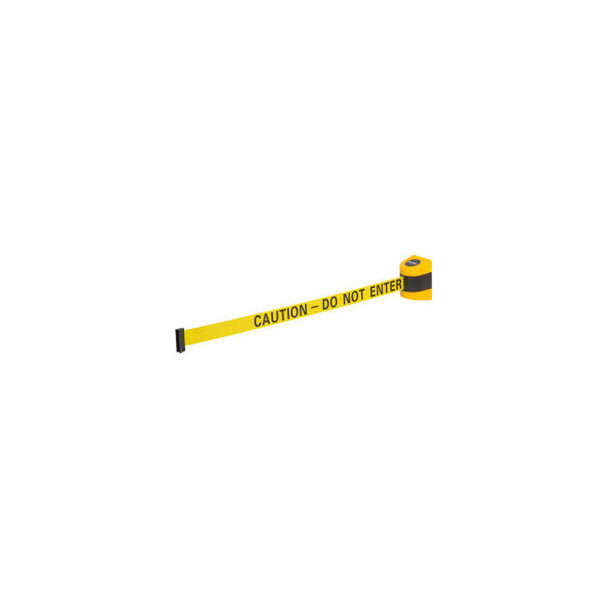 Global Industrial Wall Mount Retractable Belt Barrier Yellow Case W/15' Yellow "