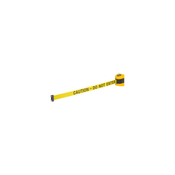 Global Industrial Magnetic Retractable Belt Barrier Yellow Case W/15' Yellow ""C