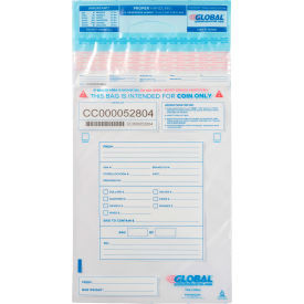 Global Industrial MasterCoin Coin Bag W/ Reinforced Handle 12""W x 19""H Clear 1