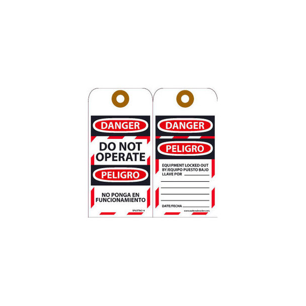 Bilingual Lockout Tags - Do Not Operate Equipment Tag-Out - 10/Pack