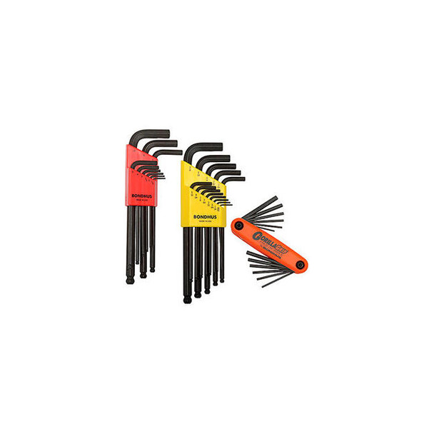 Bondhus 14130 Hex Key Triple Pack SAE Metric W/ FREE Fold-Up Set