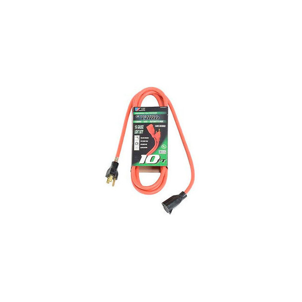 U.S. Wire 60010 10 Ft. Three Conductor Extension Orange Cord 16/3 Ga. SJTW-A 300