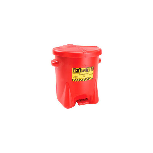 Eagle 6 Gallon Poly Waste Can W/ Foot Lever Red - 933FL